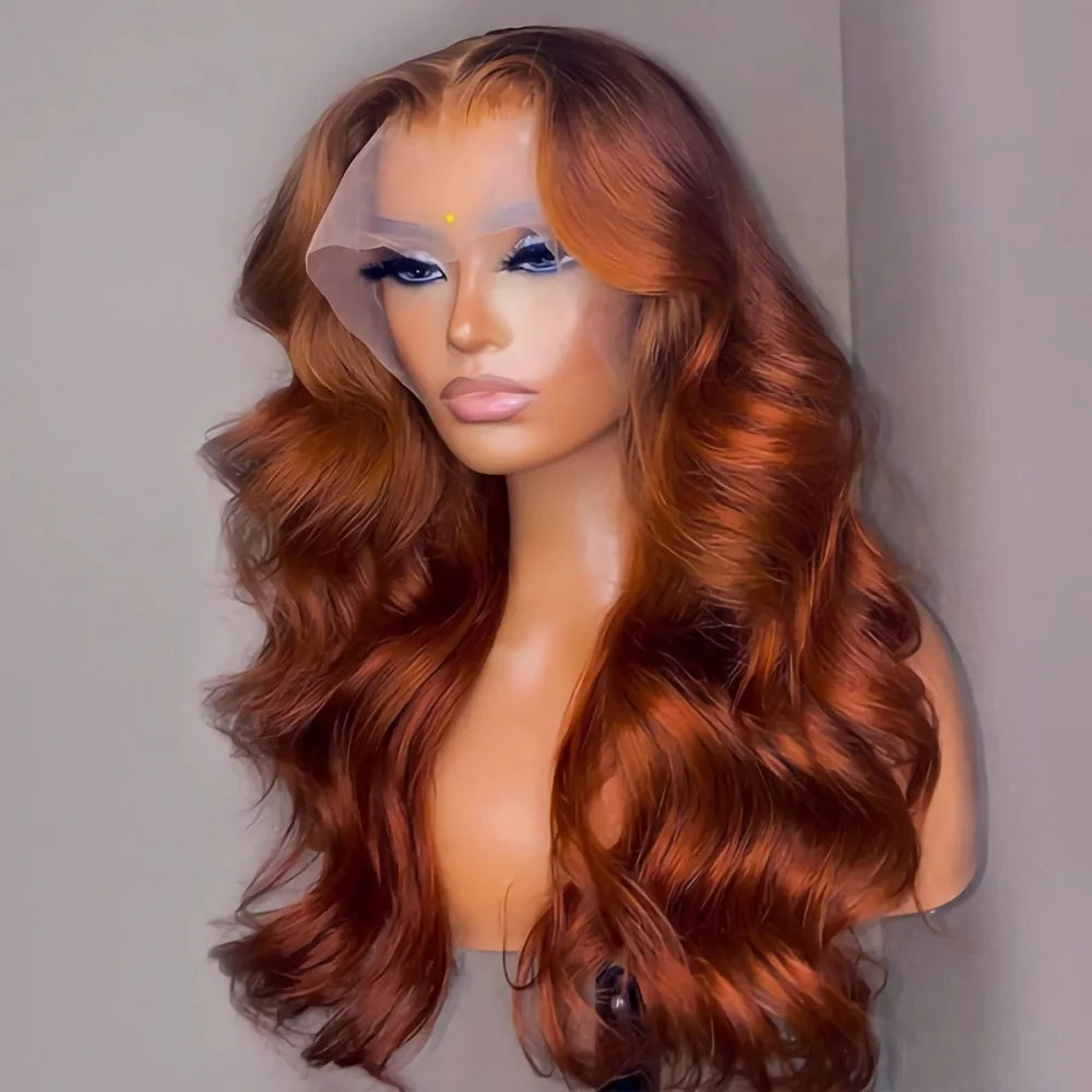 Reddish Brown Body Wave - Pre Plucked HD Lace Frontal Human Hair Wig