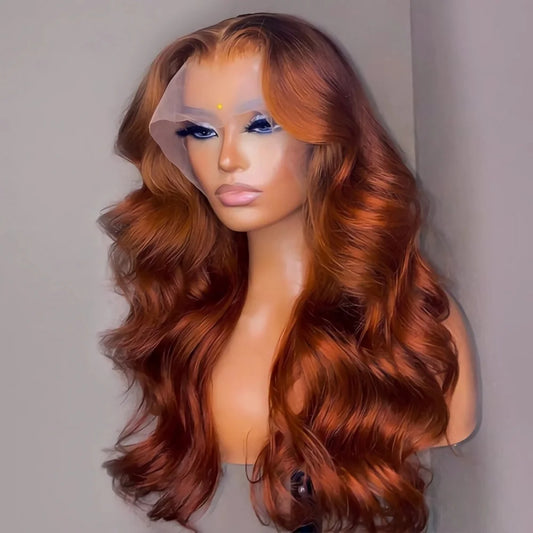 Reddish Brown Body Wave - Pre Plucked HD Lace Frontal Human Hair Wig