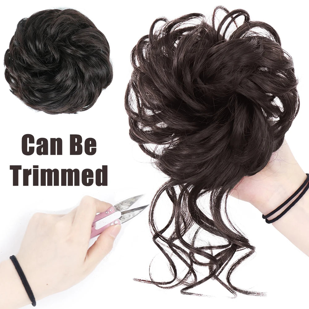 Synthetic Culrly Messy Ponytail Updo Bun with Elastic Band/Scrunchy
