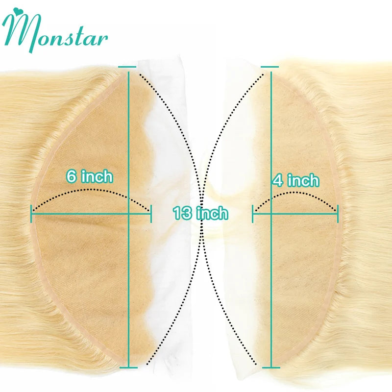 613 Blonde Color Human Hair Straight HD Lace Frontal Pre Plucked with Baby Hair