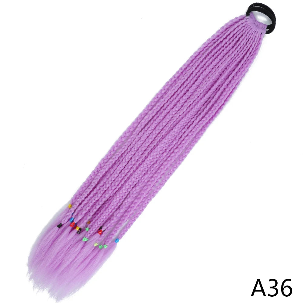 Synthetic Gradient Color Braided Ponytails With Elastic Band