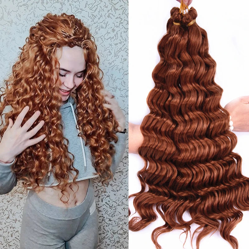 Ombre Deep Water Wave Bulk Crochet Synthetic Hair - Various Colors Available