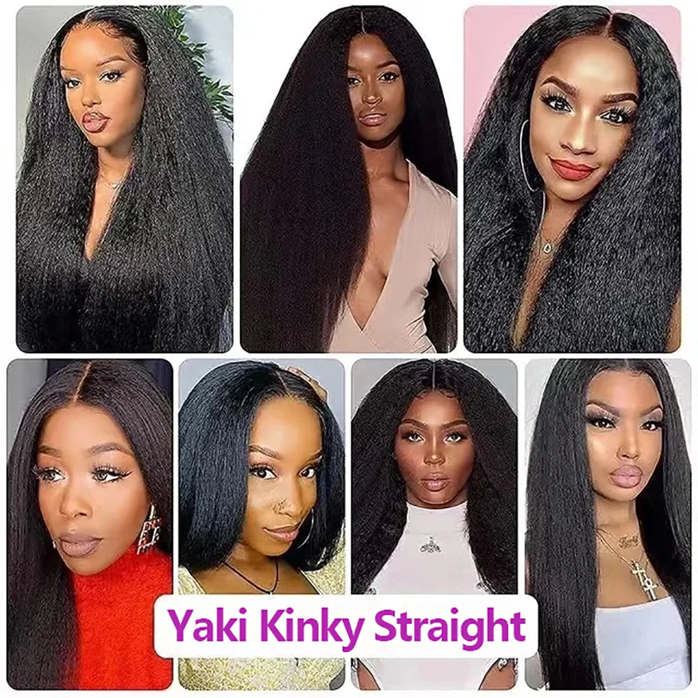 Kinky Yaki Straight - Pre Plucked HD Lace Front Human Hair Wig