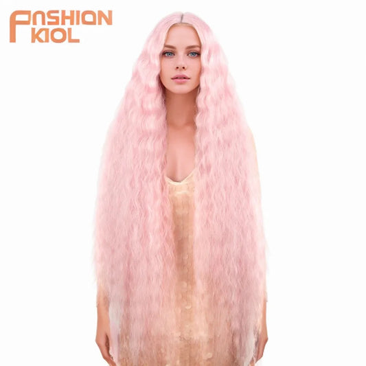 Water Wave 42 Inch Lace Front Synthetic Wigs - Various Colors Available