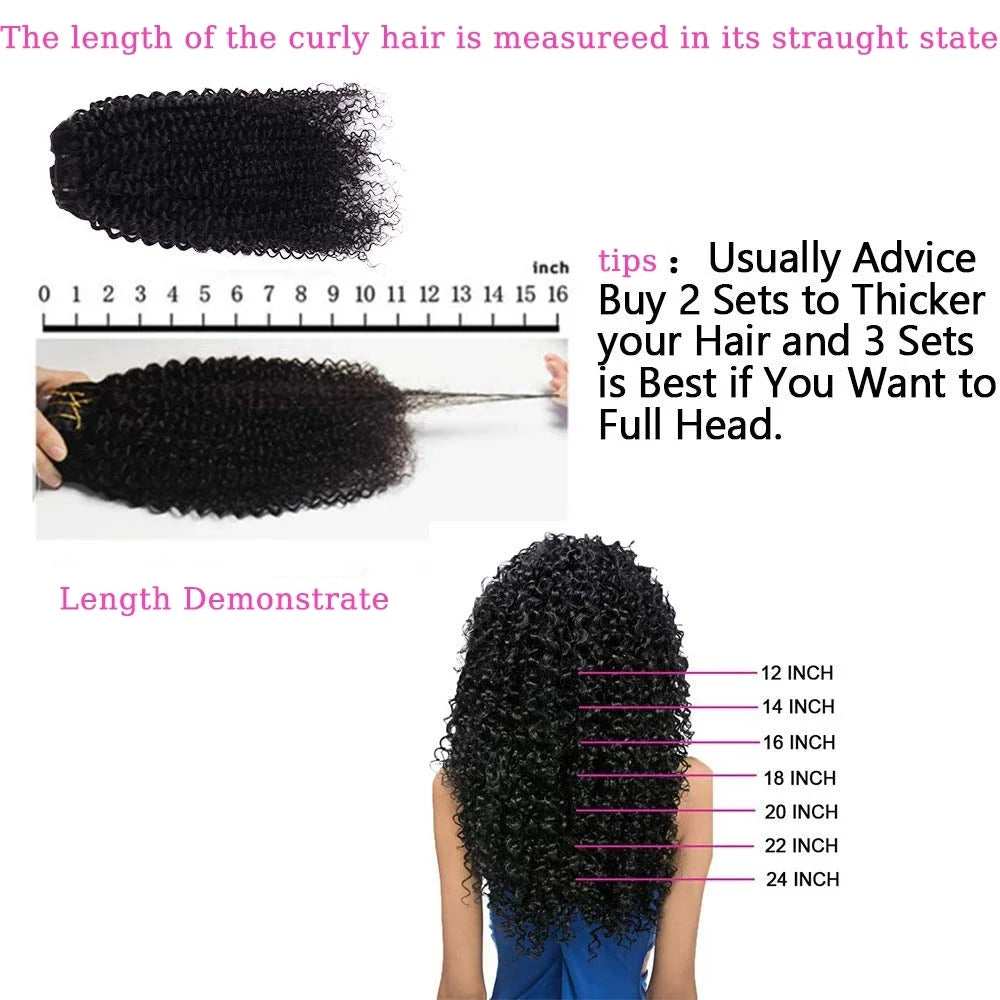 U & V Part Kinky Curly Human Hair Wigs