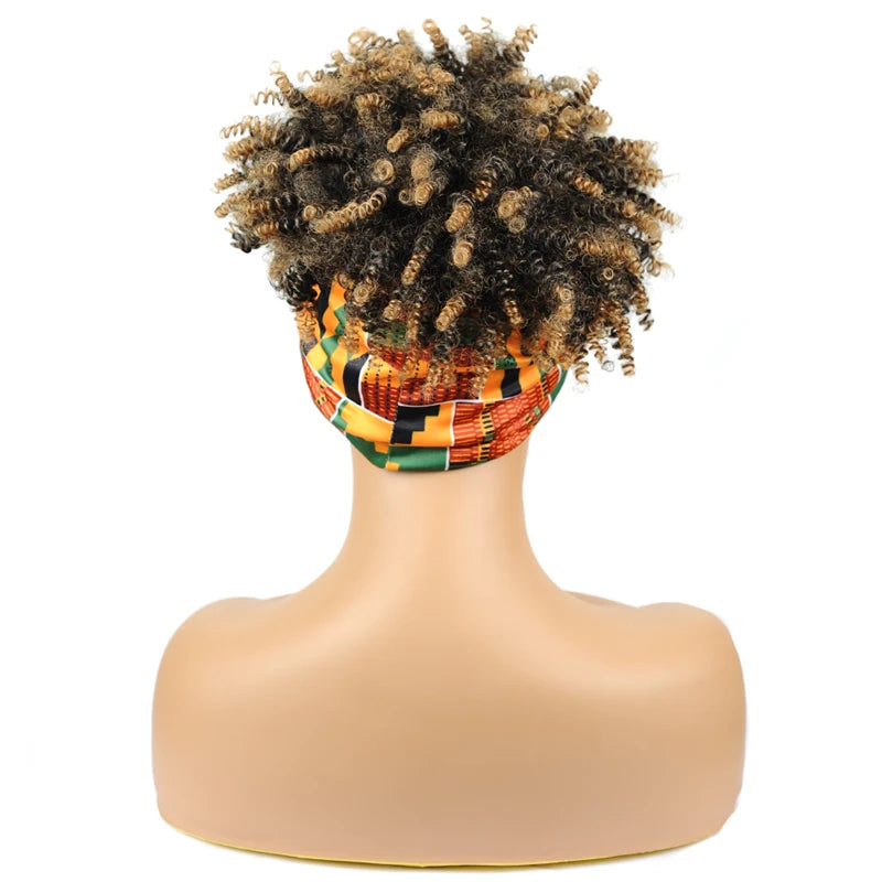 Synthetic Short Kinky Curly Headband Wigs - Various Colors Available