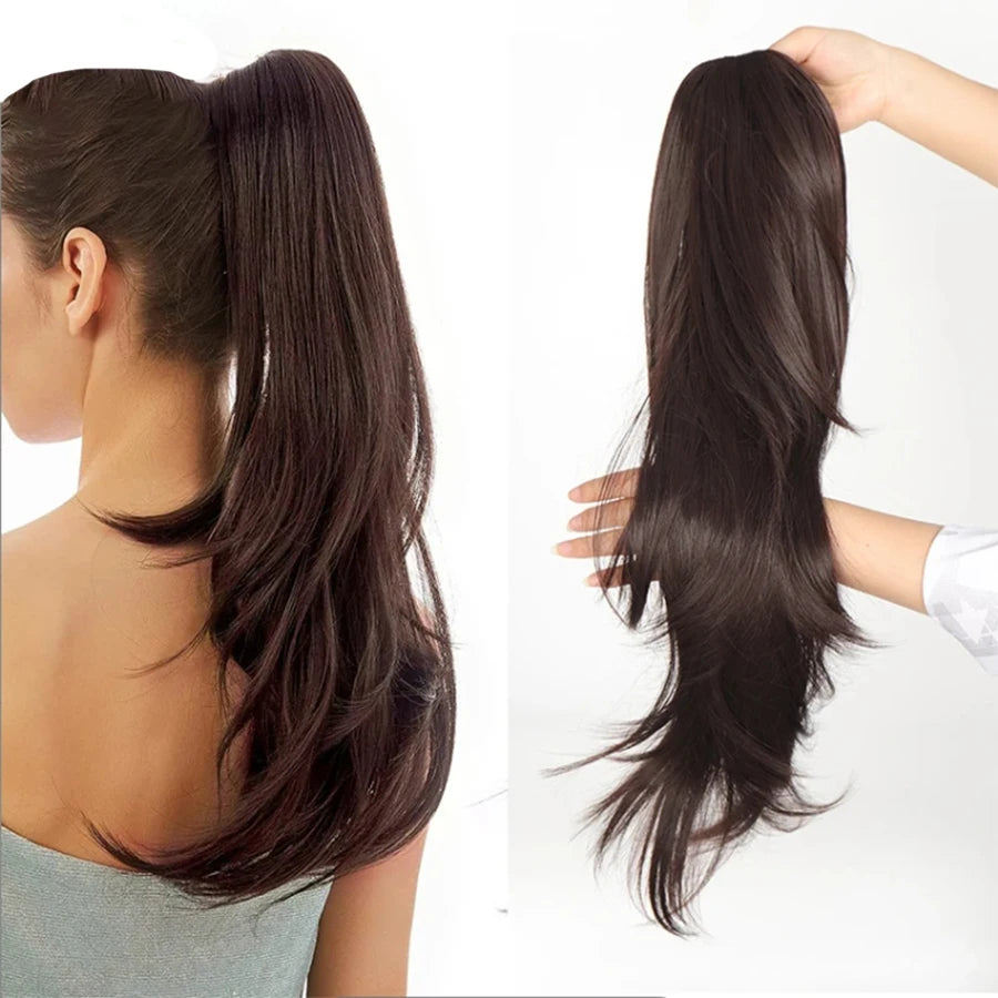 Synthetic Claw Clip In Short Curly Ponytails