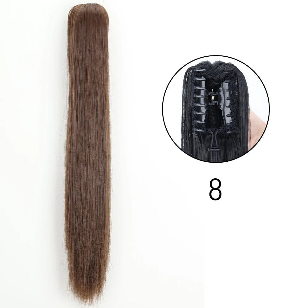 Synthetic Long Straight Claw Clip On 24Inch Ponytail