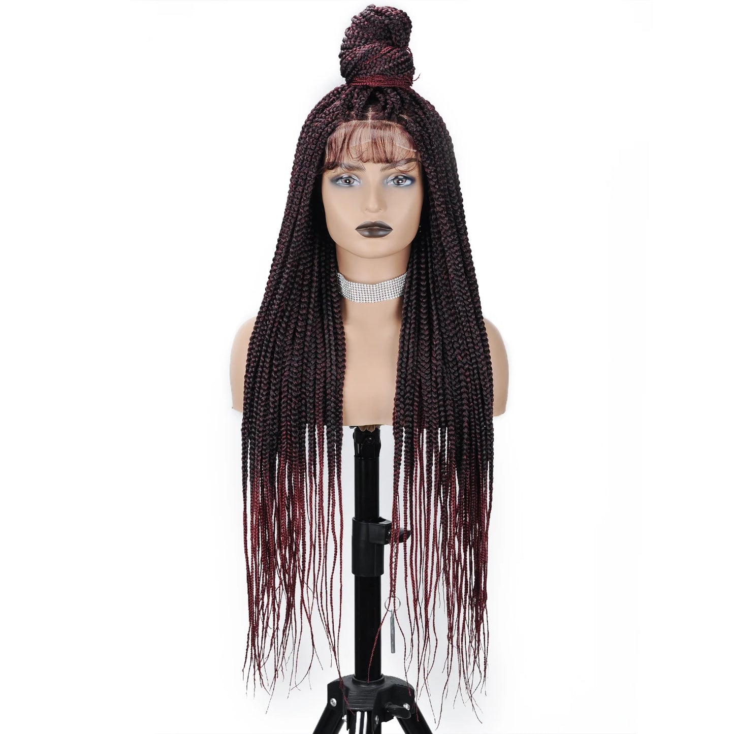 36" Synthetic Lace Front Knotless Box Braided Synthetic Wigs
