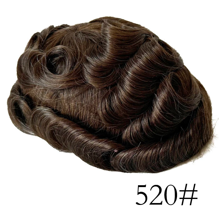 0.08mm Thickness PU Poly Base Double Knotted Toupee Human Hair - Capillary Prothesis