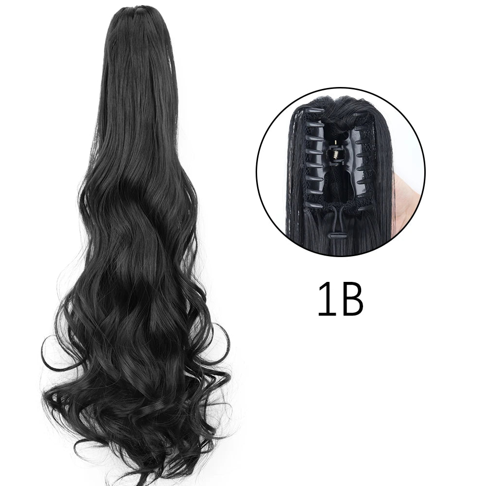 Synthetic Long Straight Claw Clip On 24Inch Ponytail