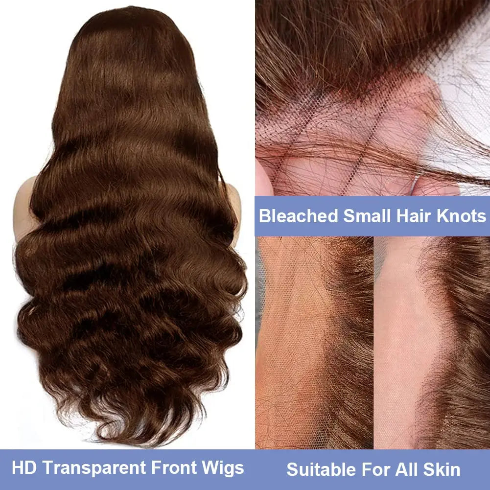 Brazilian Chocolate Brown Body Wave - Gluless HD Preplucked Lace Frontal Human Hair Wig