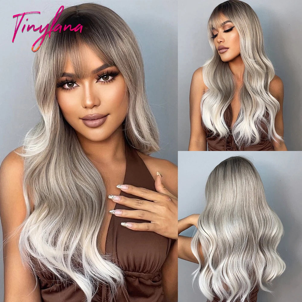 Long Curly Wavy Cosplay Synthetic Wigs With Bangs - Various Colors Available