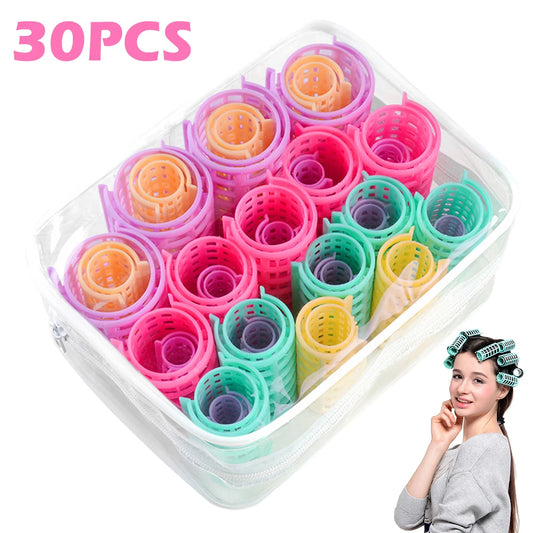 30Pcs Hair Roller Sets Self Holding Hairdressing Curlers DIY Curly Hairstyle Tool Lightweight Hair Rollers for Women Hair Curler