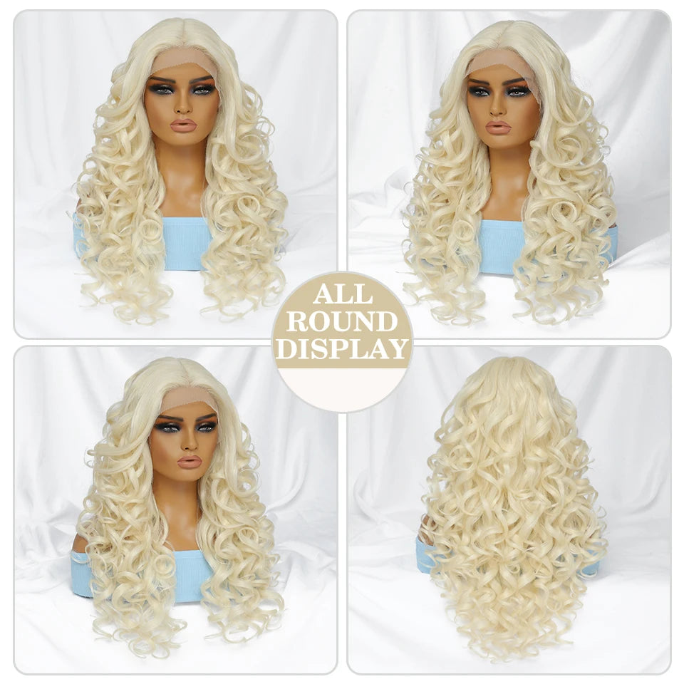 Black Brown Curly Synthetic Lace Front Wigs - Various Colors Available