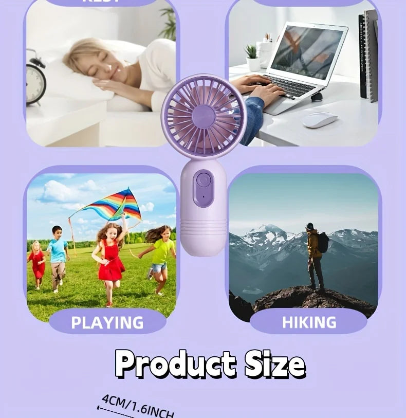 1PC USB Mini Rechargeable Portable Handheld Fan with 3 Speeds