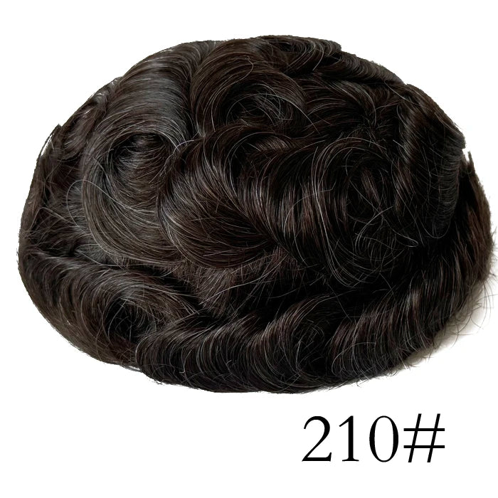 0.08mm Thickness PU Poly Base Double Knotted Toupee Human Hair - Capillary Prothesis
