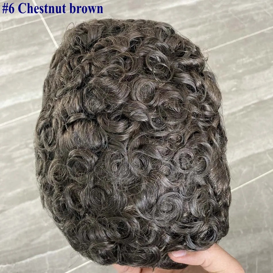 Full Skin Base 20mm Curly Human Hair- Durable Prosthesis System With Natural Frontline - Various Colors Available
