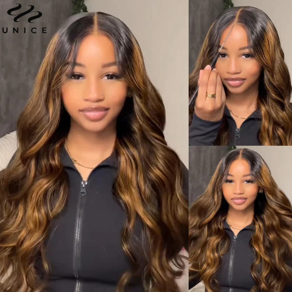Balayage Body Wave - Bye Bye Knots Pre Cut Pre Bleached Lace Glueless Human Hair Wig