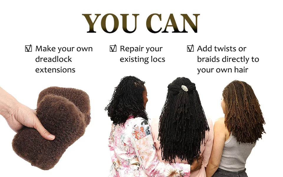 Lightweight Afro Kinky Bulk Braiding Human Hair - Various Colors Available