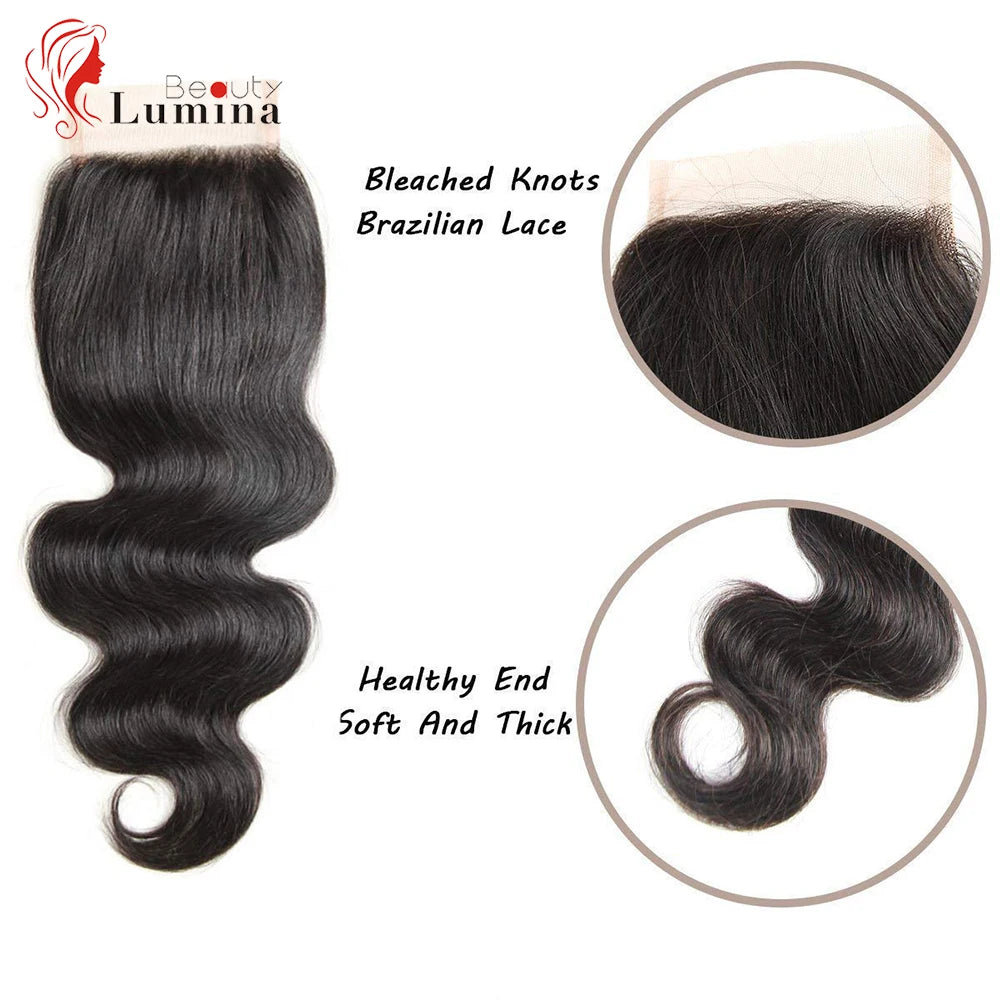 Body Wave Brazilian Remy Pre Plucked 100% Human Hair Lace Frontal or Closures