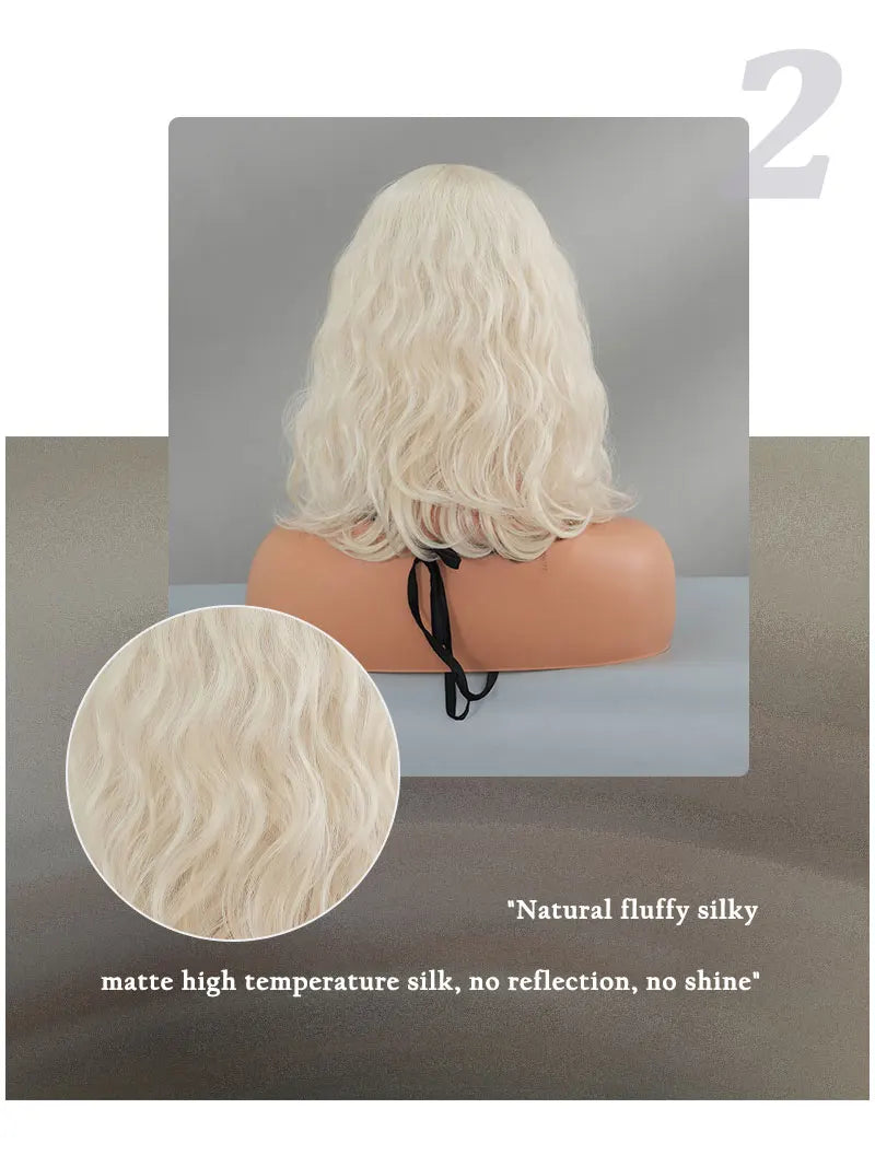 High Density Short Wavy Bob Synthetic Middle Part Wigs - Various Colors Available