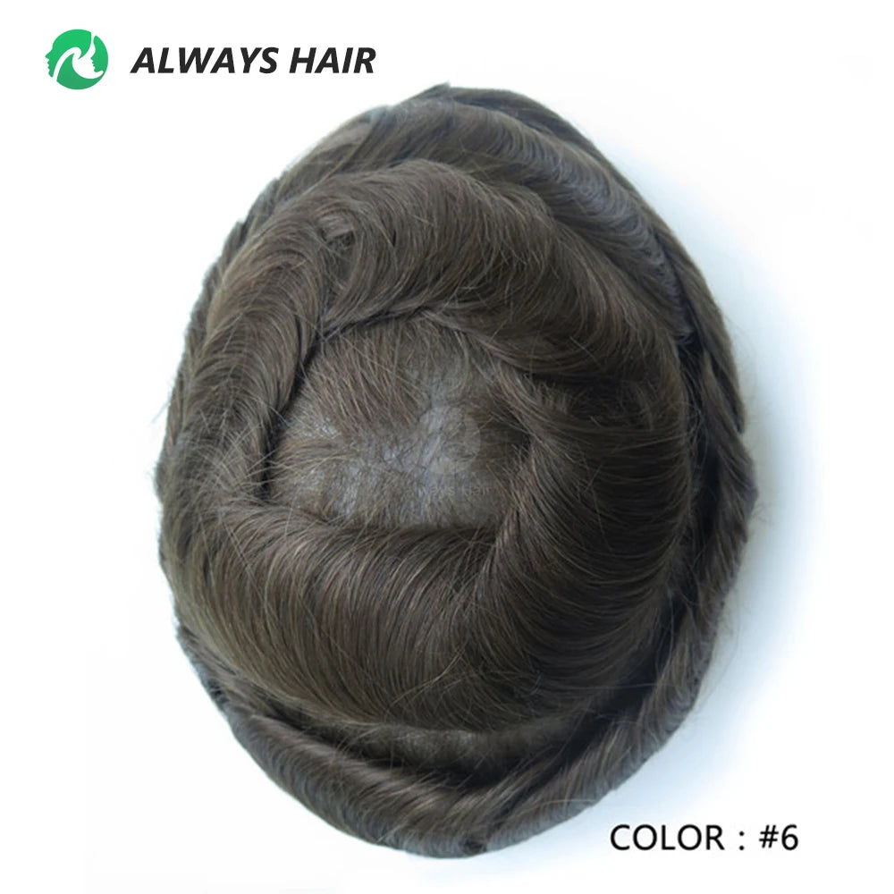 130% Density Indian Human Hair 0.10-0.12 Thickness Skin Men's Capillary Prothesis - Various Options Available