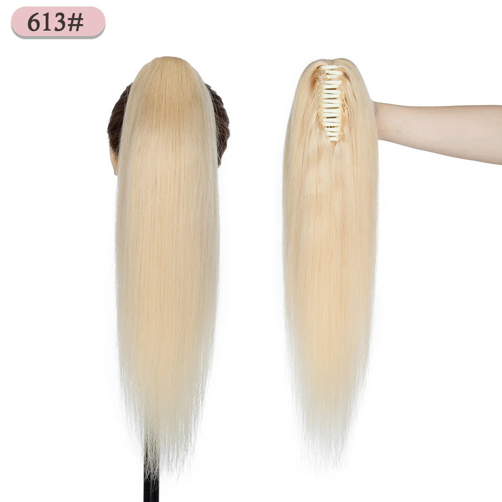Straight Clip On 100% Human Hair Ponytails - Various Options Available
