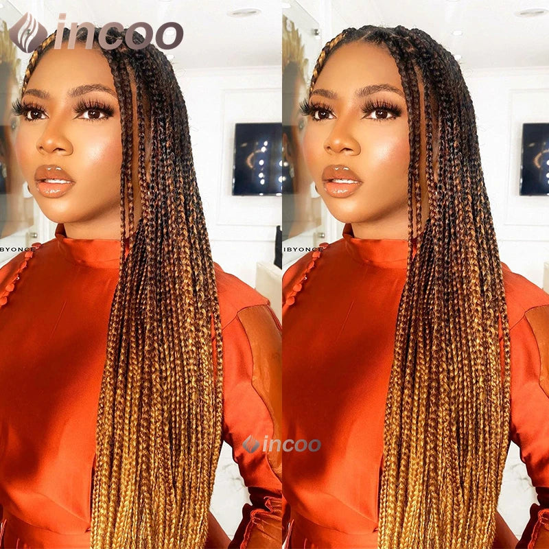 36" Full Lace Front Synthetic Box Braided Knotless Wigs - Various Colors Available