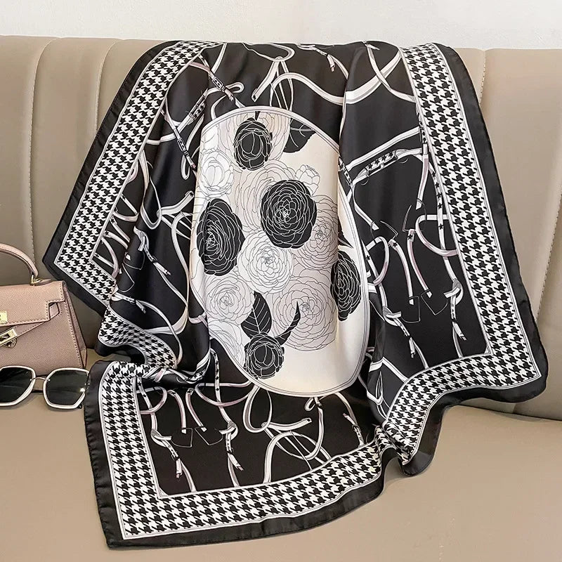 100%Polyester Scarf 70cm Printed Square Scarf