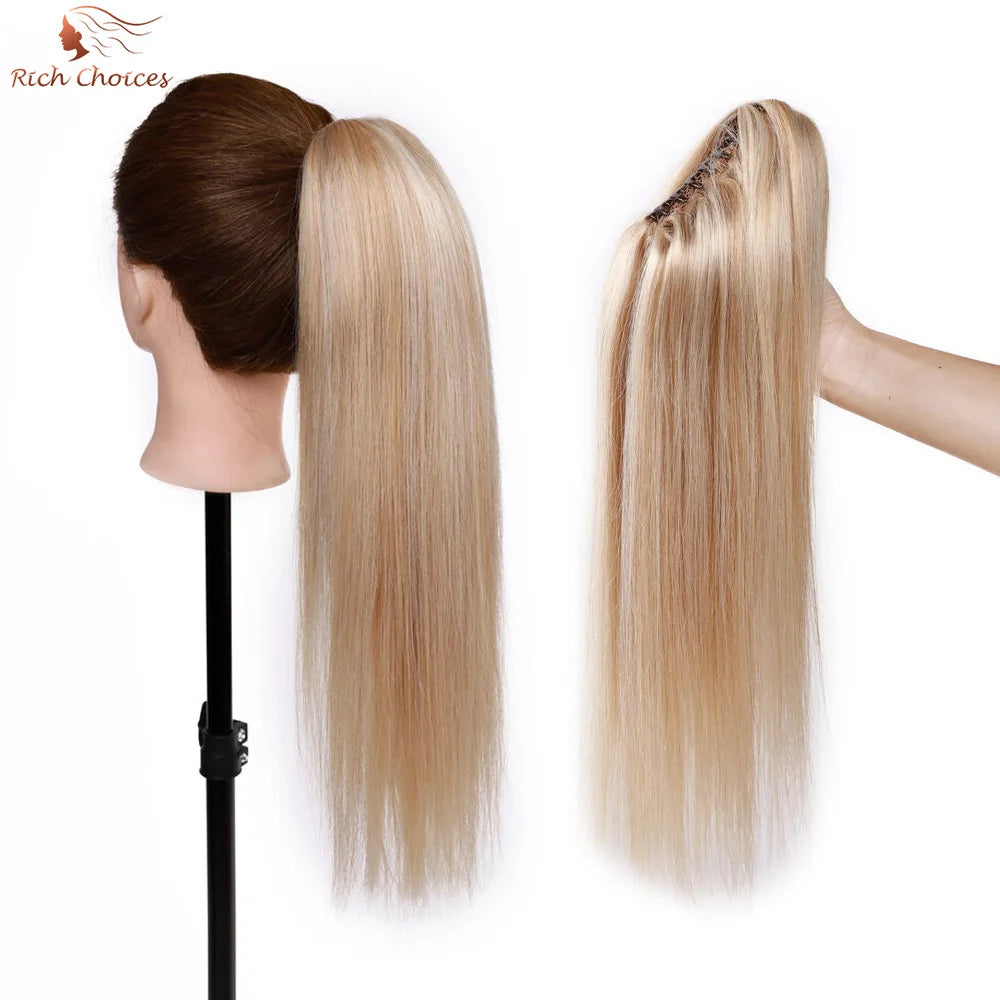 Straight Clip On 100% Human Hair Ponytails - Various Options Available