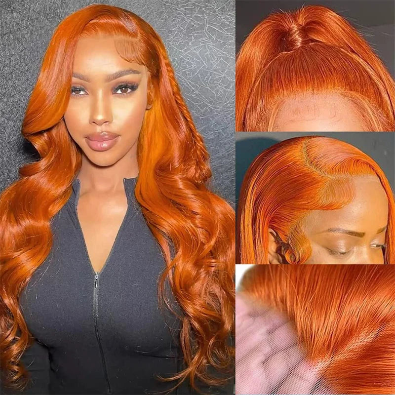Orange Ginger Body Wave - 13X4, 13x6 HD Transparent Lace Front Glueless Human Hair Wig