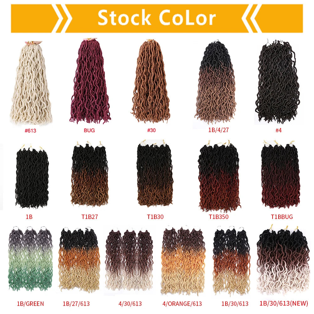Curly Faux Locs Synthetic Crochet Pre-Stretched Hair - Various Colors Available