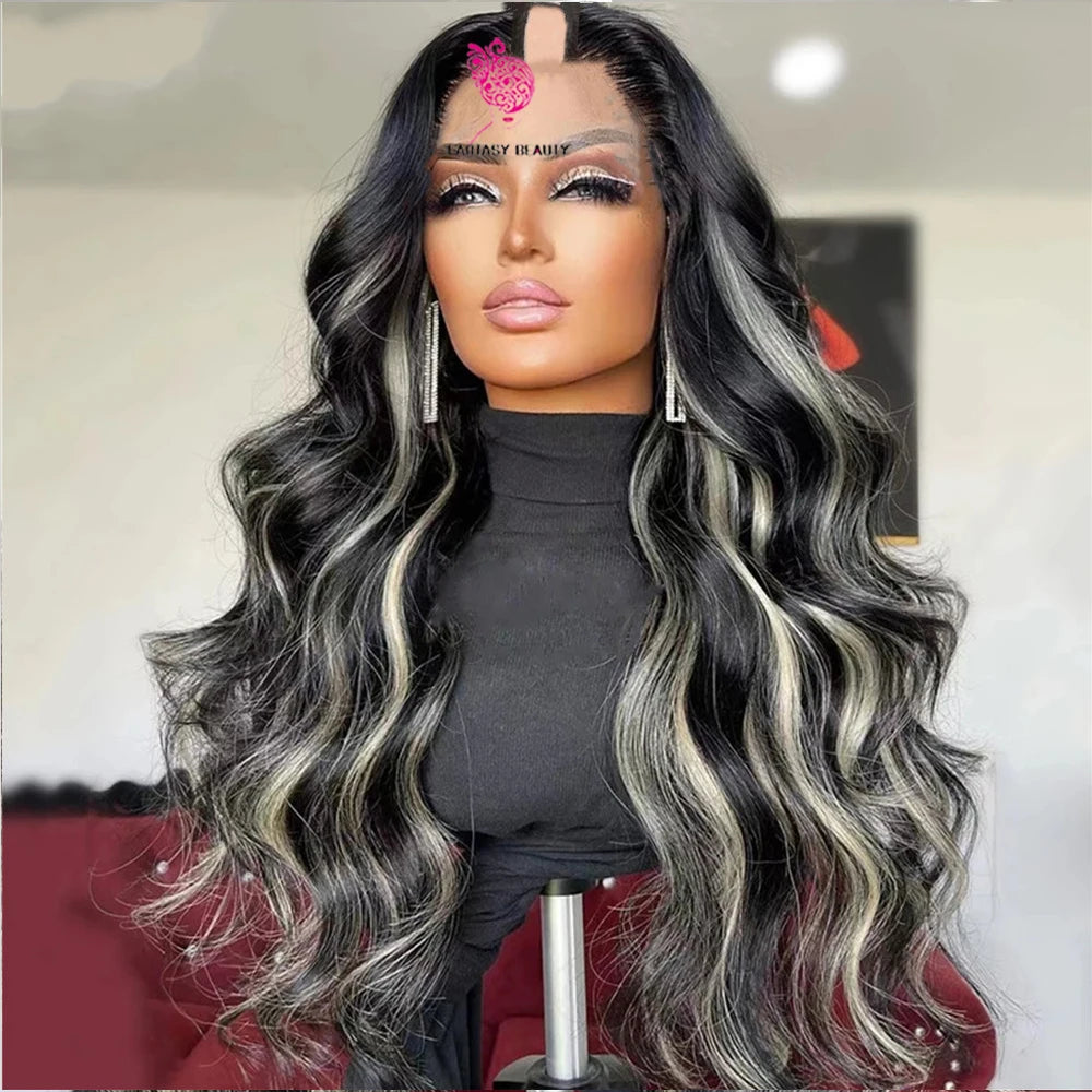 U & V Part Body Wave Human Hair Wigs