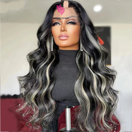 U & V Part Body Wave Human Hair Wigs