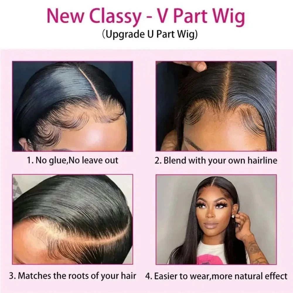 Straight U & V part Human Hair Wigs