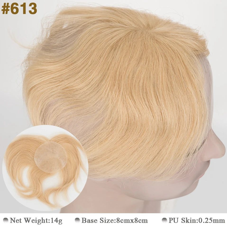 Side or Back Hair Patches Hairpiece for Men, Thin Skin, Toupee Patch, 8cm x 8cm - Various Options Available