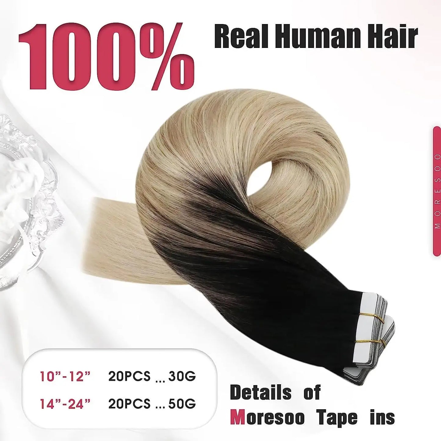 Straight Tape in Human Hair Extensions - Various Colors Available