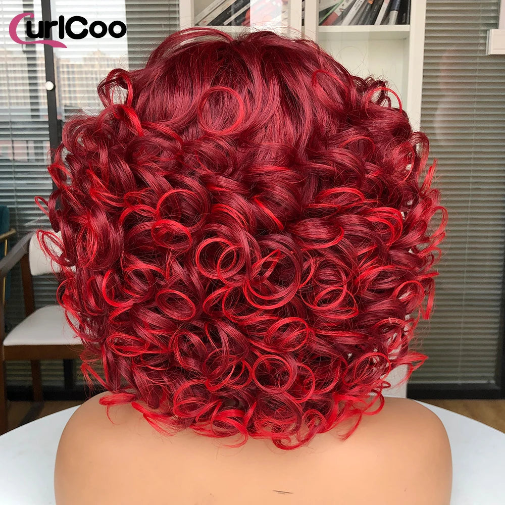 Big Bouncy Fluffy Curly Synthetic Wigs With Bangs - Various Colors Available