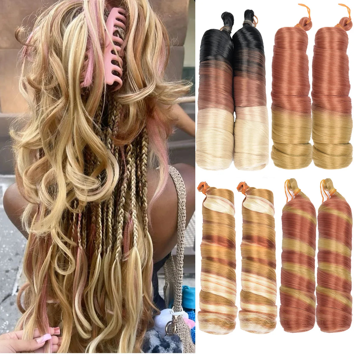 Loose French Spiral Curl Synthetic Pre-Stretched Braiding Hair