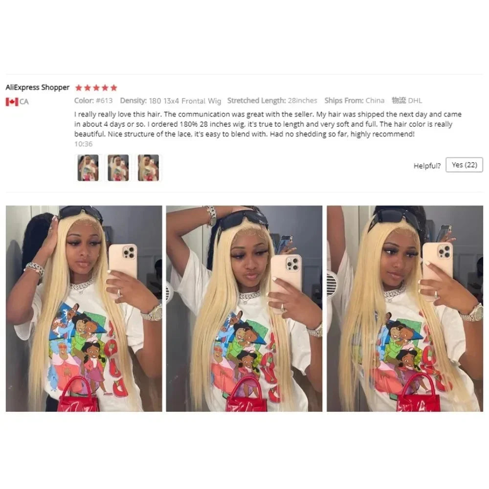 Straight Blonde HD Transparent Frontal Lace Human Hair Wig