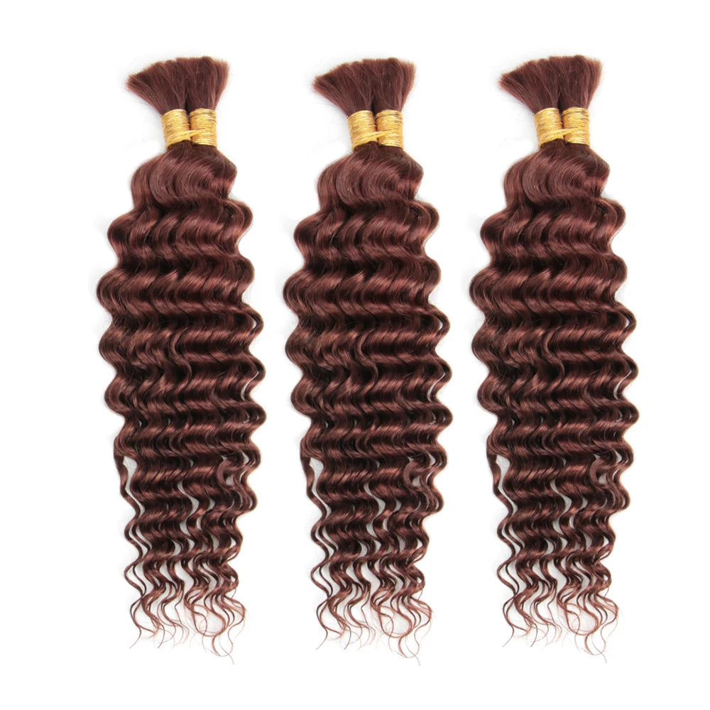 Deep Wave in Various Colors - No Weft Brazilian Virgin Human Hair Human  for Braiding (Boho Braids)