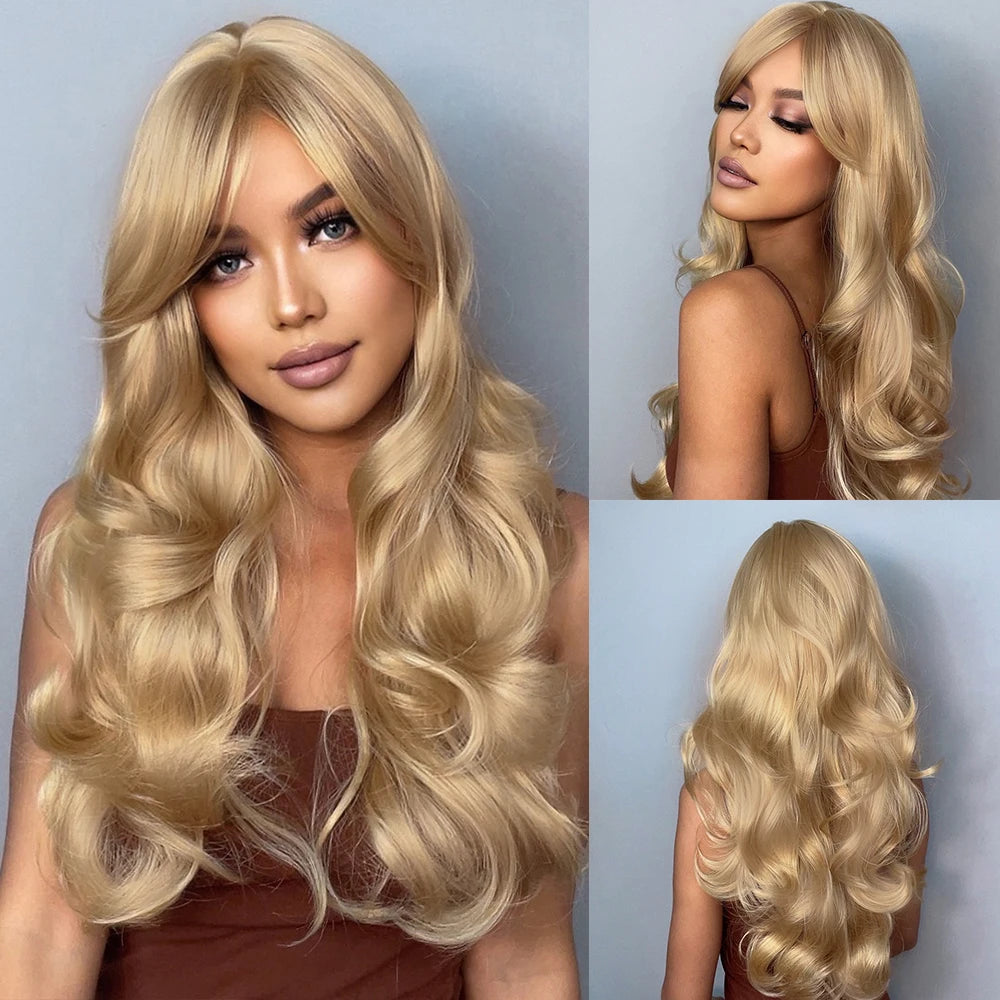 Long Curly Wavy Cosplay Synthetic Wigs With Bangs - Various Colors Available