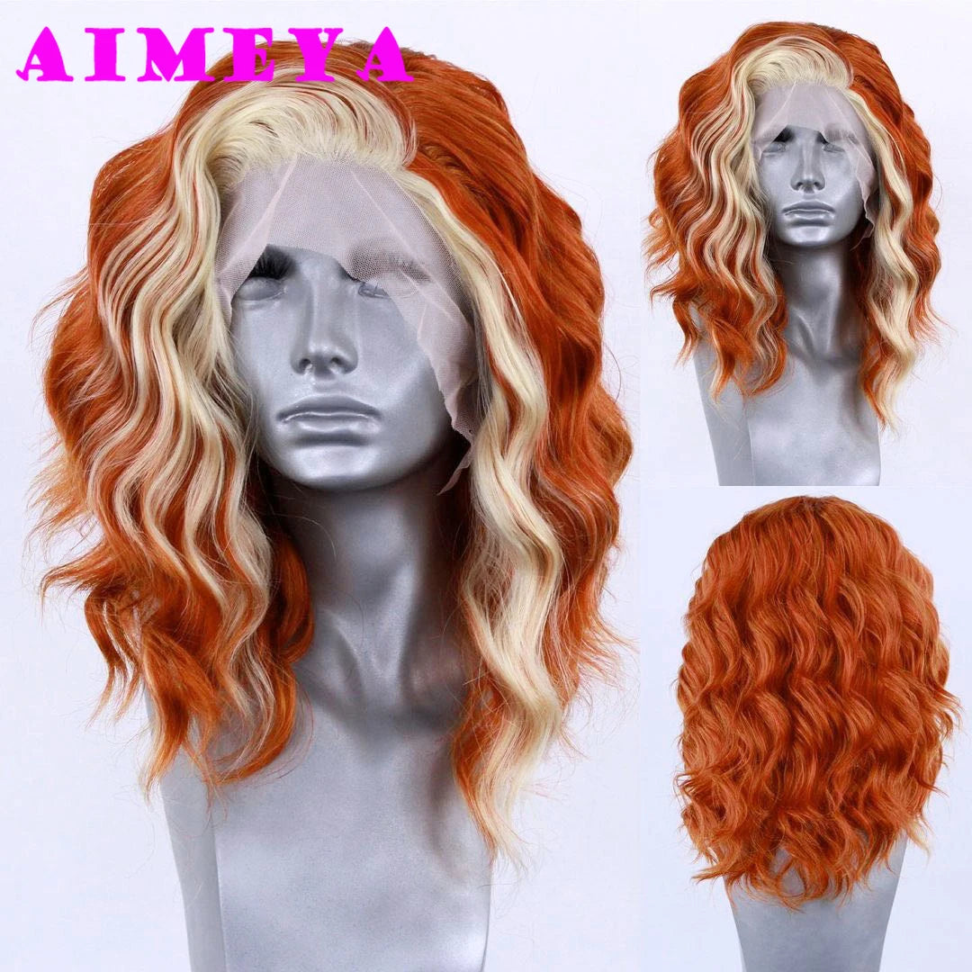 Water Wave Short Synthetic Lace Front Wigs - Various Colors Available