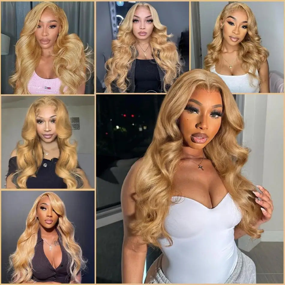Honey Blonde Body Wave - Preplucked Lace Frontal Human Hair Wig