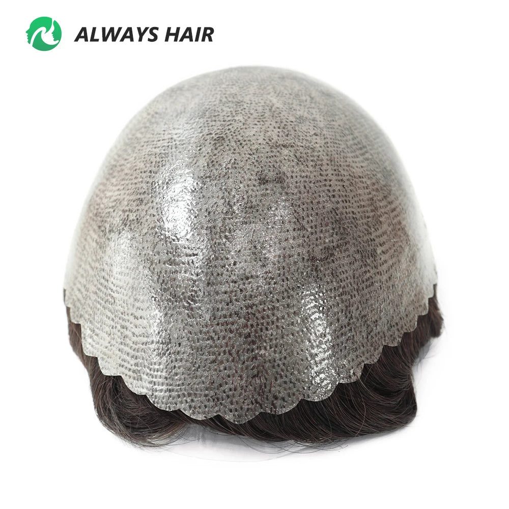 0.12-0.14mm PU Toupee Human Hair Men's Capillary Prothesis 130% Density - Various Colors Available