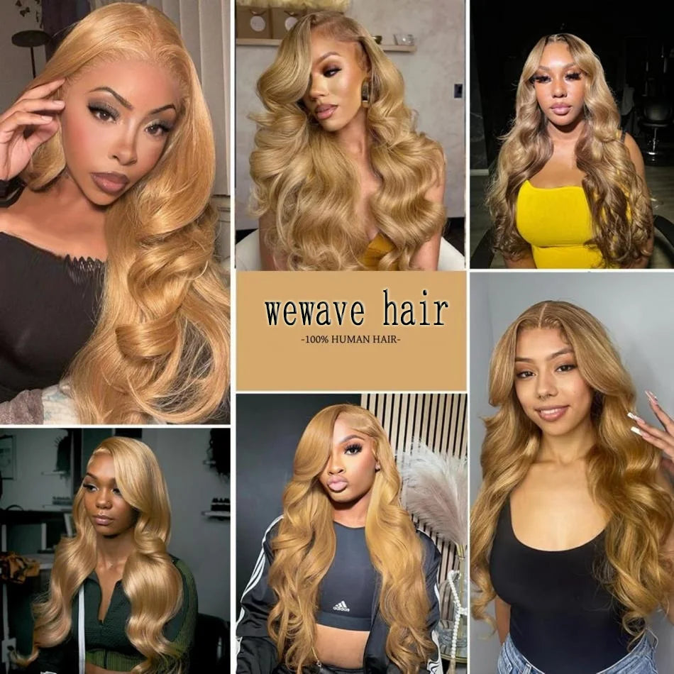 Honey Blonde Body Wave - Preplucked Lace Frontal Human Hair Wig