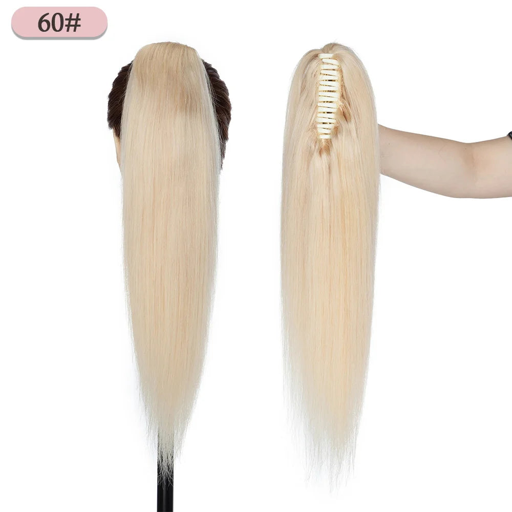 Straight Clip On 100% Human Hair Ponytails - Various Options Available
