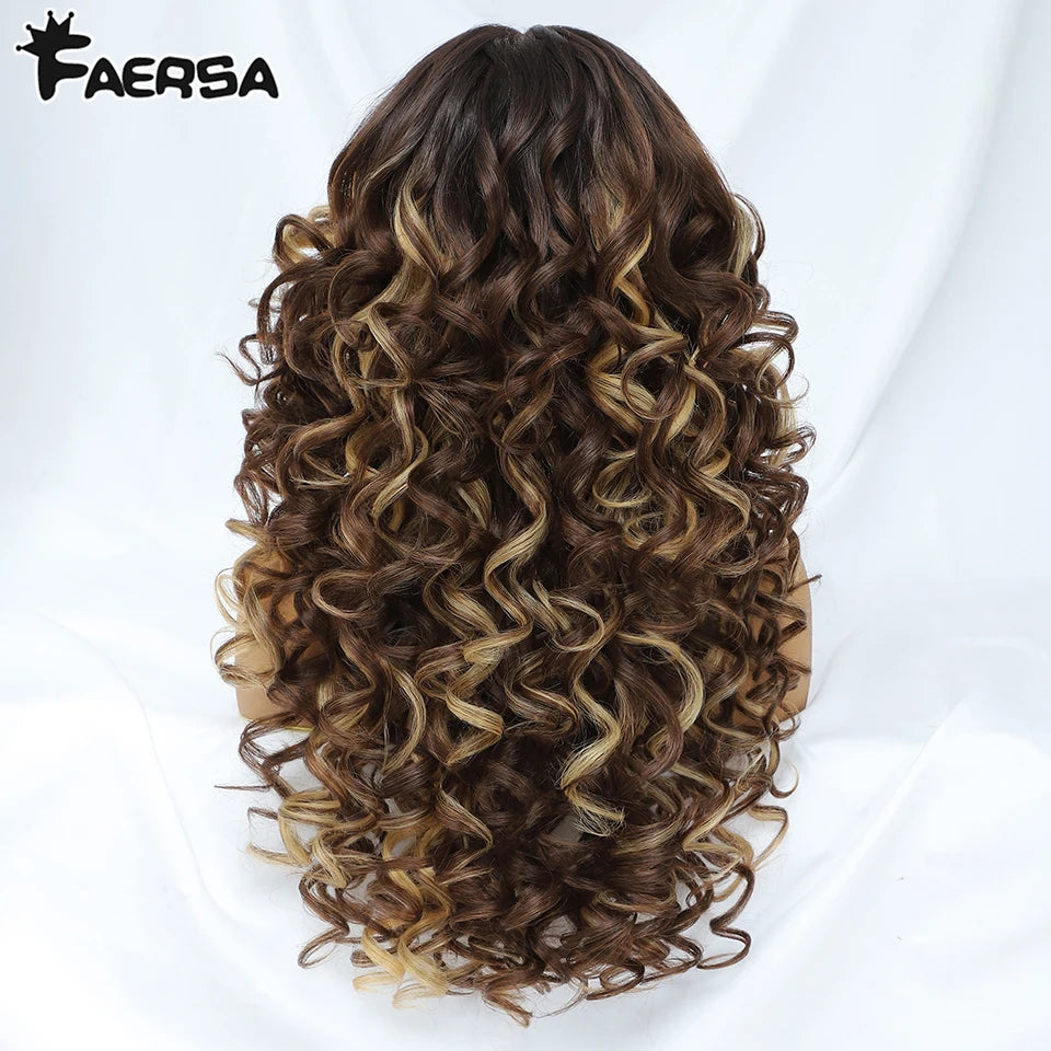 Curly Pre-Plucked Baby Hair Synthetic Lace Front Wigs - Various Colors Available