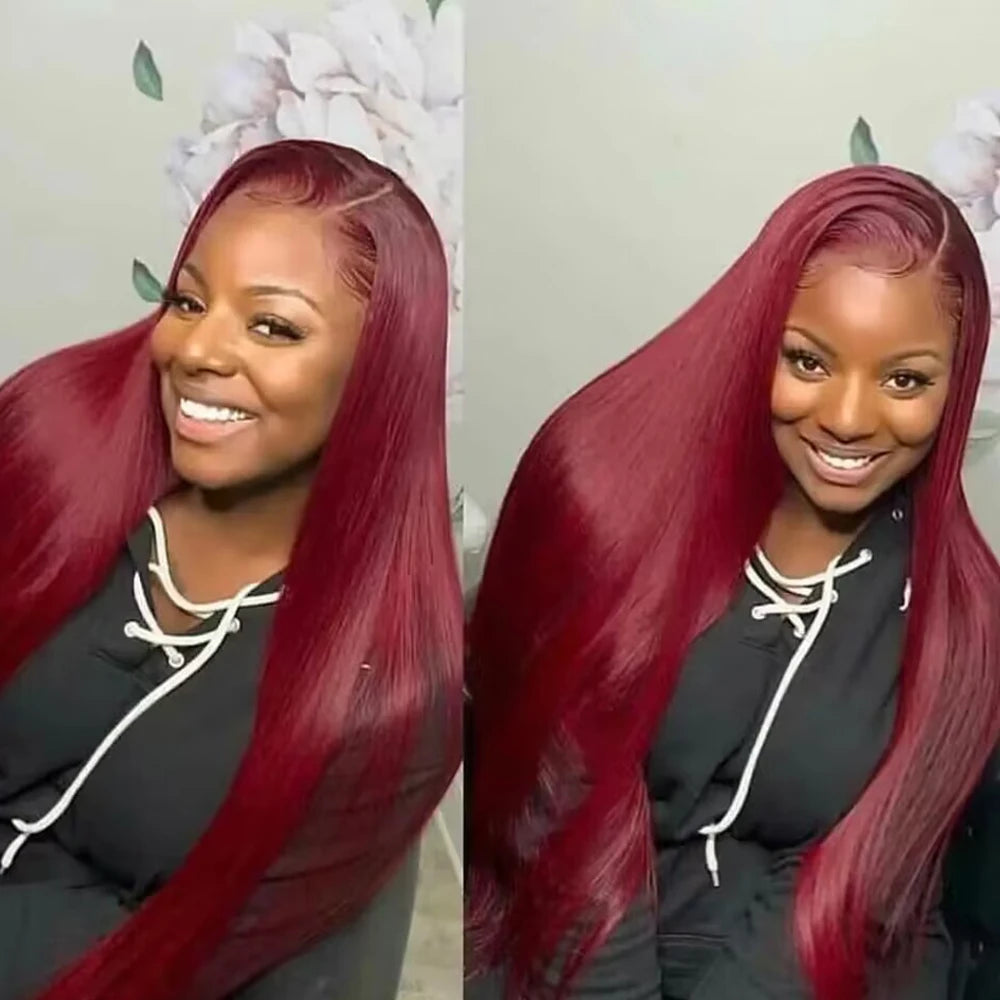 Burgundy Straight HD Lace Frontal Human Hair Wig